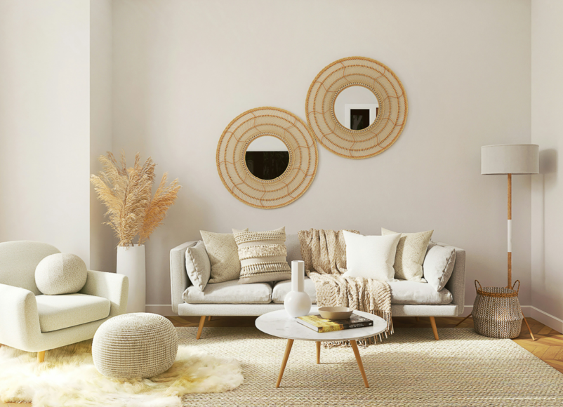 living room, interior design, lifestyle, wellbeing, cream, light colours, sofa, move house, home owner, home maintenance, home hacks, move to , move to surrey, move to london, moving house, guide to moving house, guide to moving to surrey, mirrors, cream,